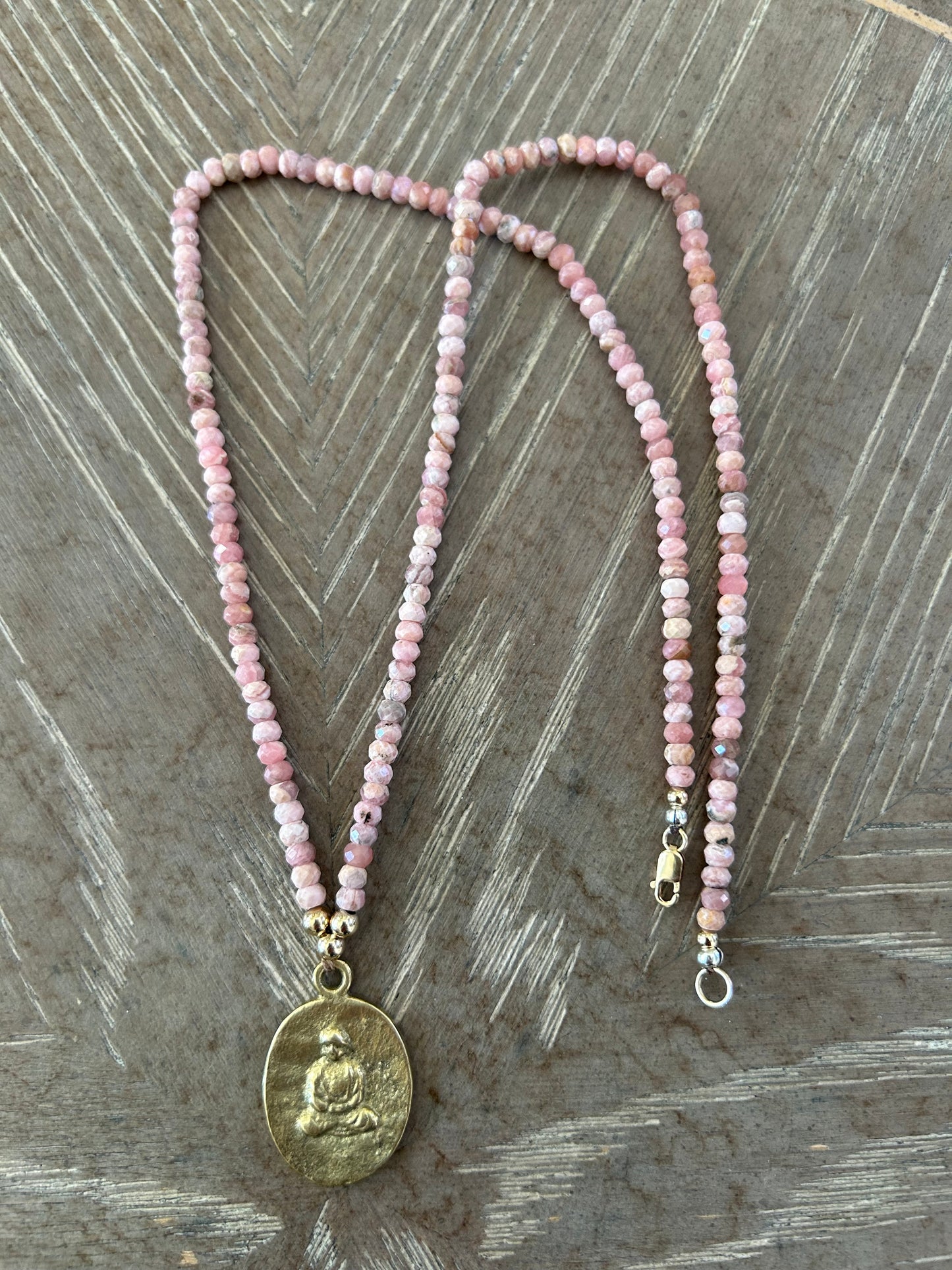 RHODONITE BUDDHA NECKLACE