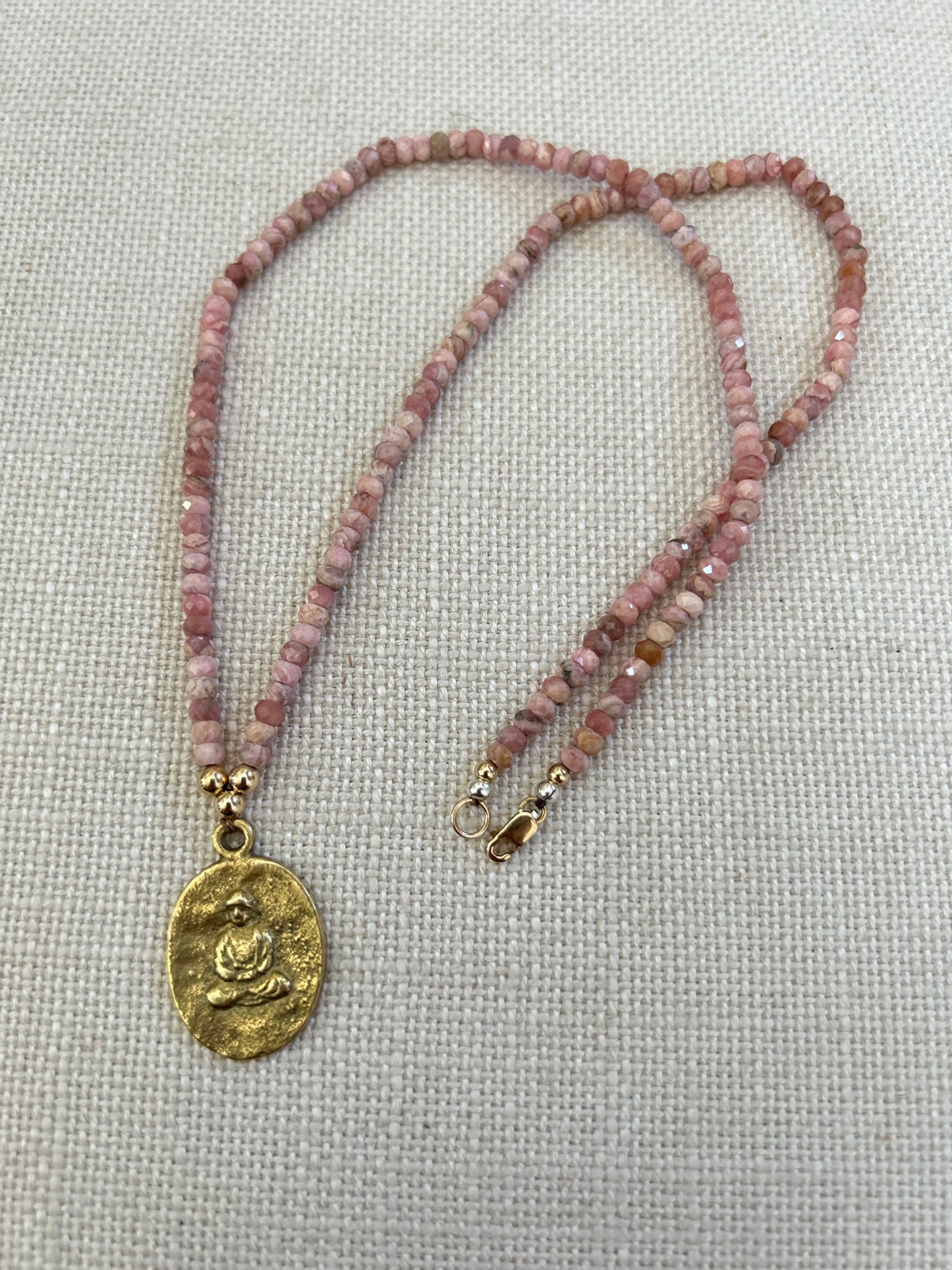 RHODONITE BUDDHA NECKLACE