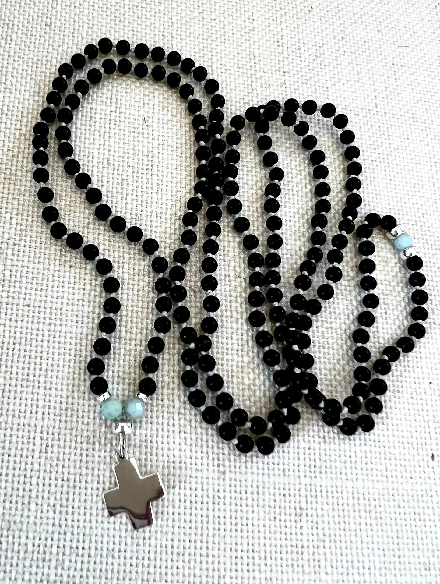 SOULS STRENGTH BLACK ONYX CROSS MALA NECKLACE