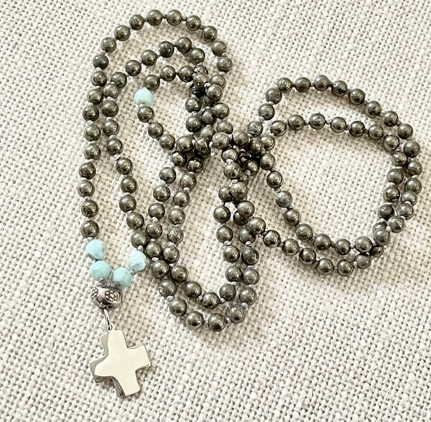 STERLING SILVER + PYRITE CROSS NECKLACE