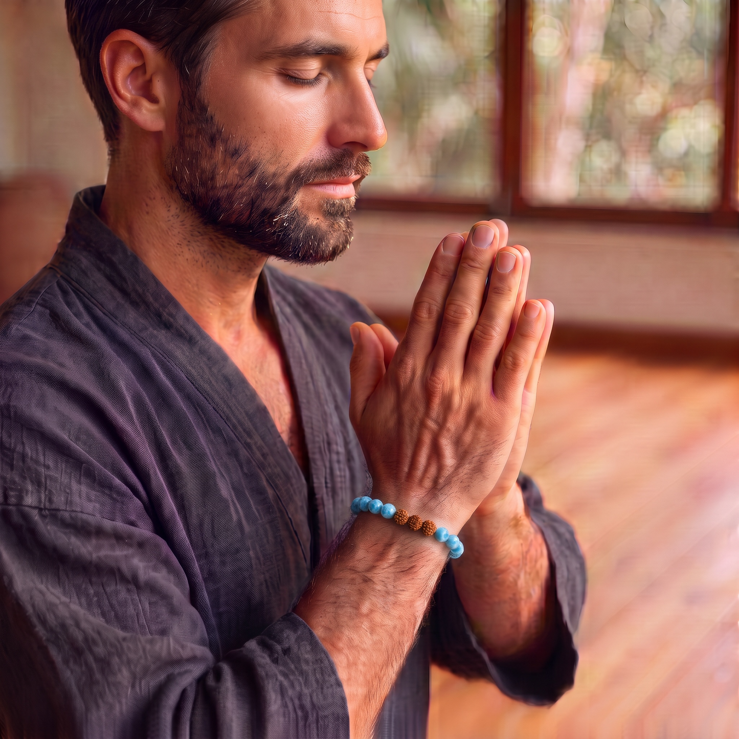 Kyanite + Rudraksha Bracelet