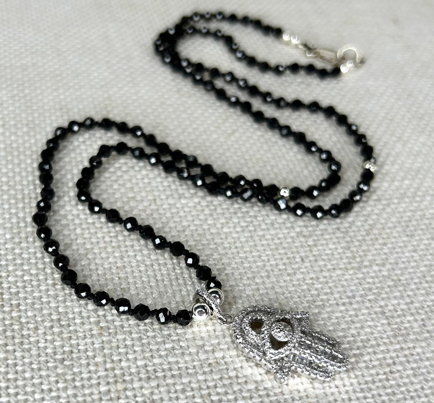 Hamsa Black Spinel Necklace