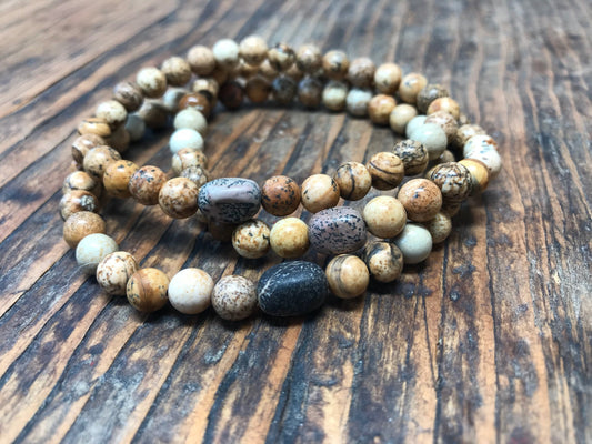 STAY TRUE PICTURE JASPER MENS MALA BRACELET