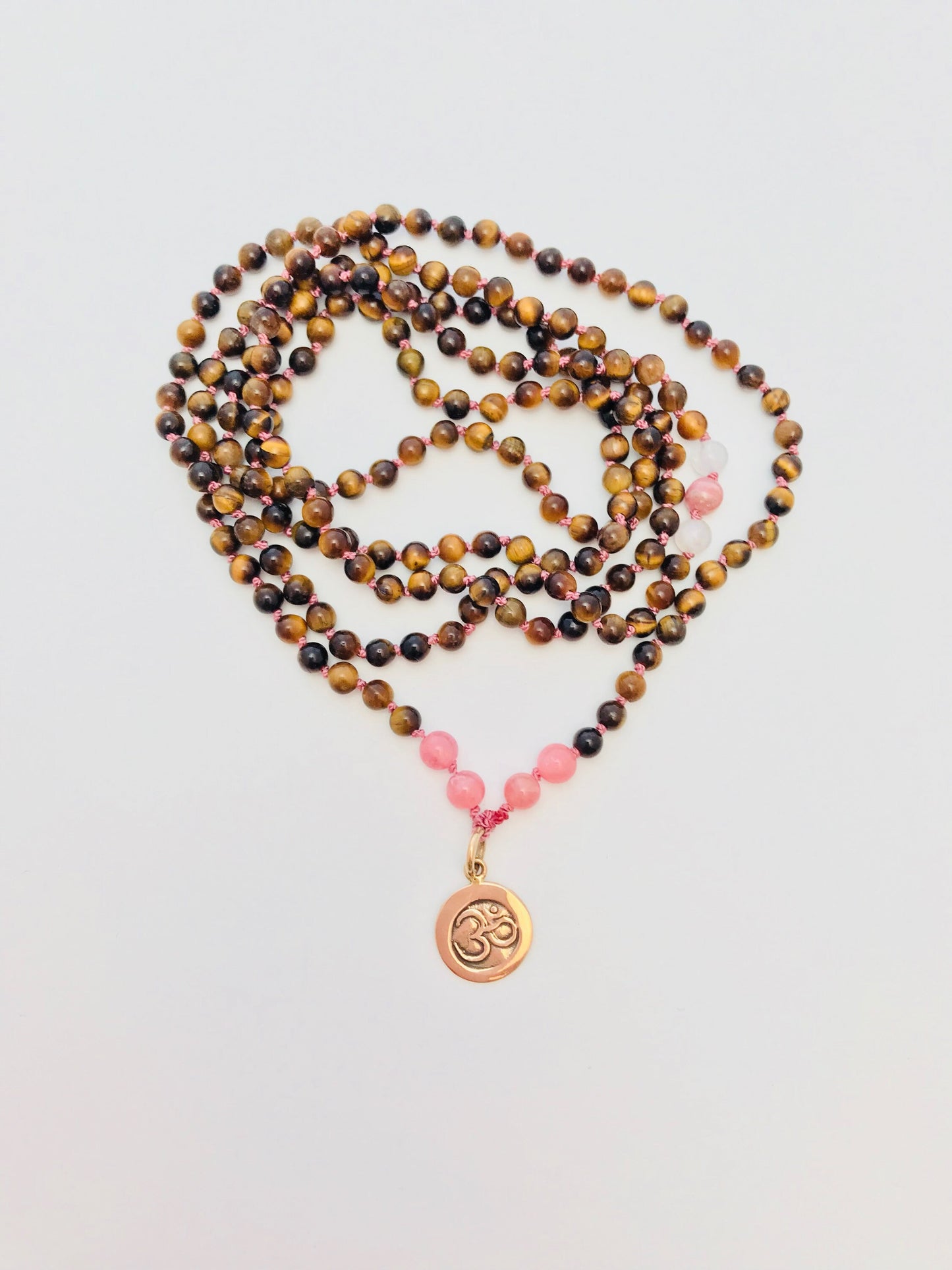 TIGERS EYE OM CHARM NECKLACE
