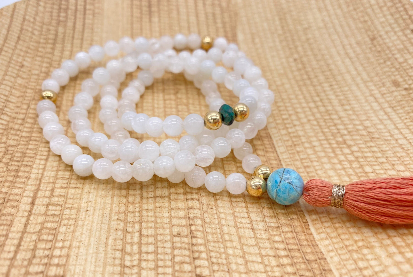 I AM FREE Moonstone Mala Beads