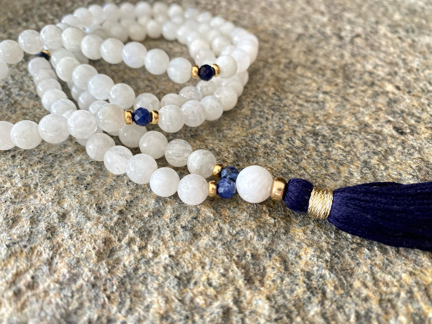 LOVE THYSELF MOONSTONE MALA BEADS