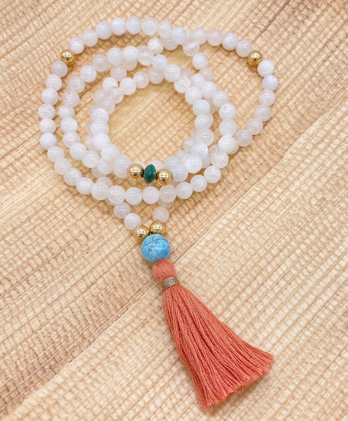 I AM FREE Moonstone Mala Beads