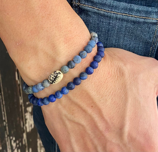 STRENGTH + COURAGE Lapis Lazuli Mala Bracelet • Mens Jewelry • Yoga Jewelry • Mens Gift • Unisex Bracelet • Father’s Day Gift