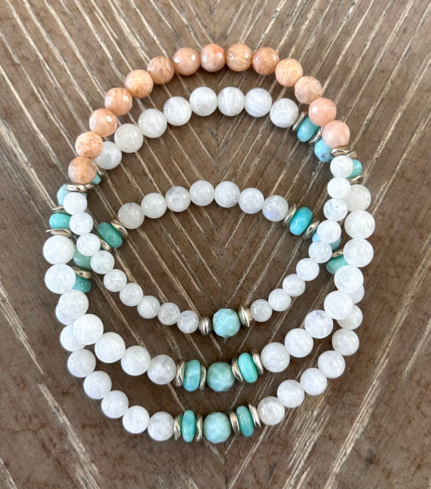 Moonstone + Larimar Bracelet, Moonstone Bracelet, Yoga Jewelry, Boho Jewelry, Womens Bracelet, Mothers Day Gift